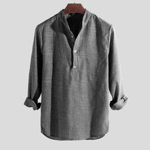 Load image into Gallery viewer, Helisopus New Fashion Spring Summer Casual Men's Shirt Cotton Long Sleeve Striped Slim Fit Stand Collar Shirts S-5XL
