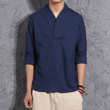 Load image into Gallery viewer, NaranjaSabor 2020 New Summer Spring Fashion Mens Kimono Shirts  Loose Seven-quarter Sleeve Shirt Men Blouse Brand Clothing N569
