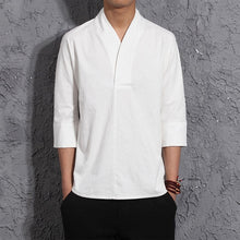 Load image into Gallery viewer, NaranjaSabor 2020 New Summer Spring Fashion Mens Kimono Shirts  Loose Seven-quarter Sleeve Shirt Men Blouse Brand Clothing N569
