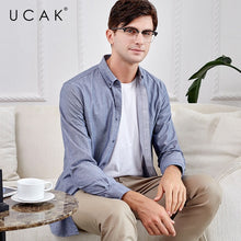 Load image into Gallery viewer, UCAK Brand Cotton Shirt Men 2019 New Arrival Autumn Streetwear Fashion Business Casual Shirts Long Sleeve Camisa Masculina U6004
