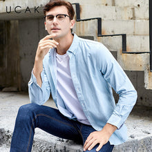 Load image into Gallery viewer, UCAK Brand Cotton Shirt Men 2019 New Arrival Autumn Streetwear Fashion Business Casual Shirts Long Sleeve Camisa Masculina U6004
