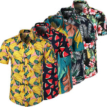 Load image into Gallery viewer, 5 Style men's Hawaiian Beach Shirt Floral Fruit Print Shirts Tops Casual Short Sleeve Summer Holiday Vacation Fashion Plus size
